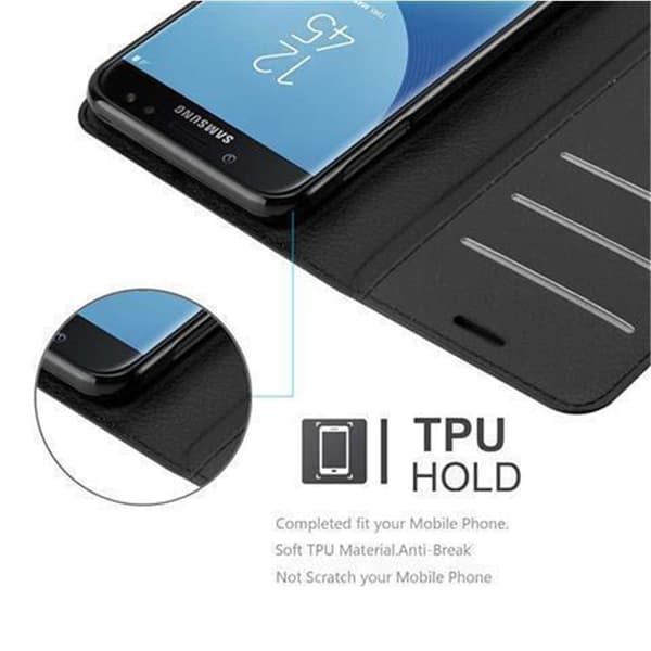 Deksel til Samsung Galaxy J7 2017 Lommebokdeksel med magnetisk lukking, stativfunksjon og kortlomme