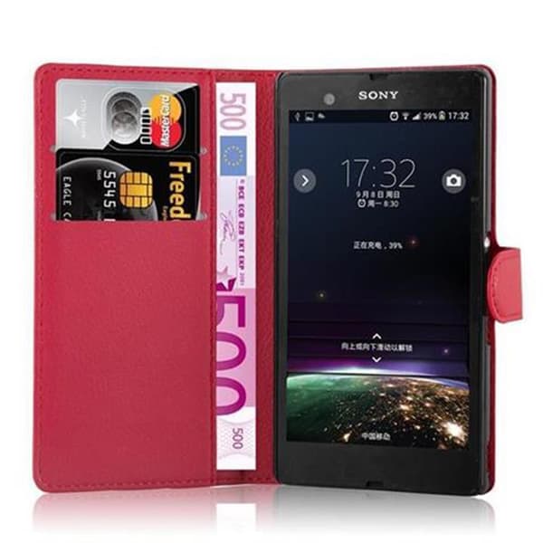 Sony Xperia Z Plånboksfodral Fodral Skal Case med magnetisk stängning, ståfunktion och kortplats