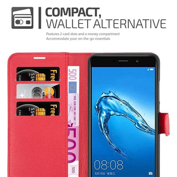 Huawei Enjoy 7 PLUS Suojakotelo Lompakkokotelo Matkapuhelinkotelo Suojakuori jossa magneettisuljenta, jalusta-toiminto ja korttitasku