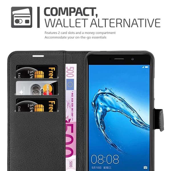 Huawei Enjoy 7 PLUS Suojakotelo Lompakkokotelo Matkapuhelinkotelo Suojakuori jossa magneettisuljenta, jalusta-toiminto ja korttitasku