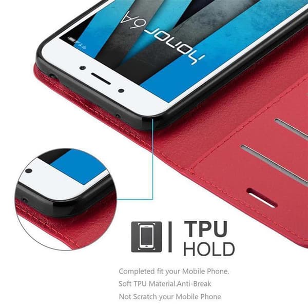 Honor 6A Suojakotelo Lompakkokotelo Matkapuhelinkotelo Suojakuori jossa magneettisuljenta, jalusta-toiminto ja korttitasku
