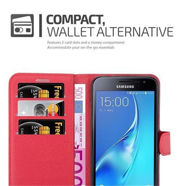 Samsung Galaxy J3 2016 Plånboksfodral Fodral Skal Case med magnetisk stängning, ståfunktion och kortplats