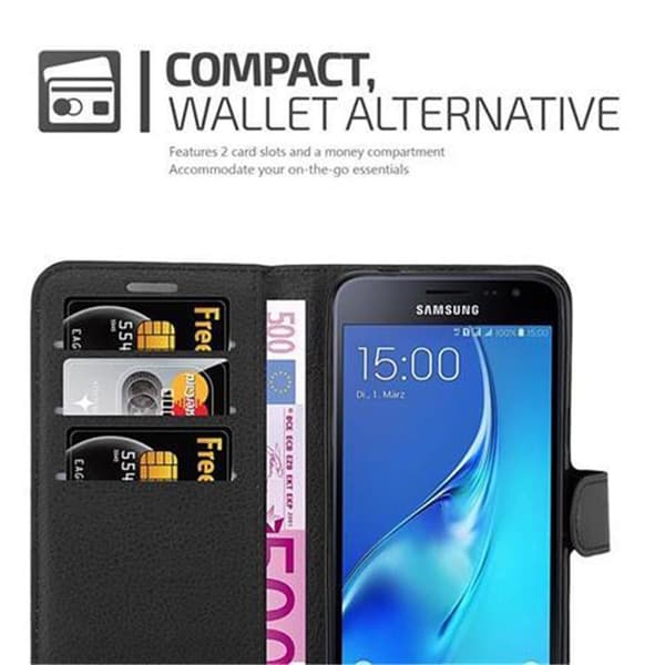 Samsung Galaxy J3 2016 Plånboksfodral Fodral Skal Case med magnetisk stängning, ståfunktion och kortplats