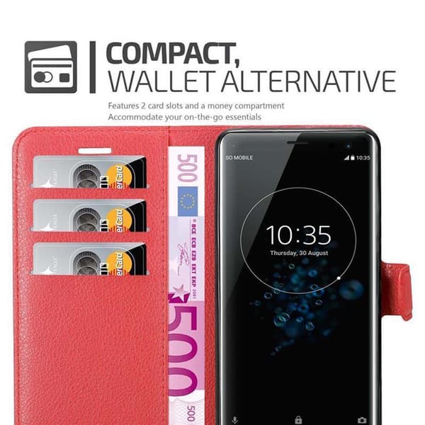 Deksel til Sony Xperia XZ3 Lommebokdeksel med magnetisk lukking, stativfunksjon og kortlomme