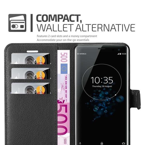 Deksel til Sony Xperia XZ3 Lommebokdeksel med magnetisk lukking, stativfunksjon og kortlomme