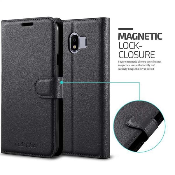 Deksel til Samsung Galaxy J4 2018 Lommebokdeksel med magnetisk lukking, stativfunksjon og kortlomme