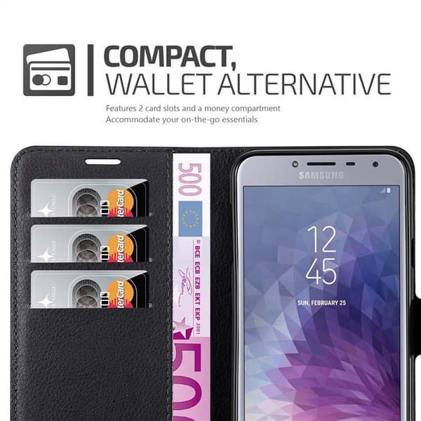 Deksel til Samsung Galaxy J4 2018 Lommebokdeksel med magnetisk lukking, stativfunksjon og kortlomme
