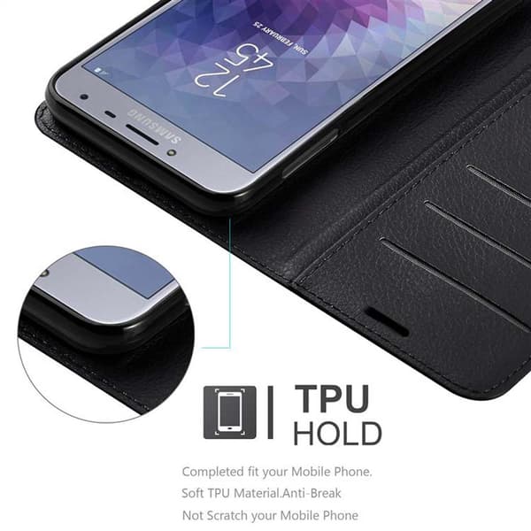 Deksel til Samsung Galaxy J4 2018 Lommebokdeksel med magnetisk lukking, stativfunksjon og kortlomme