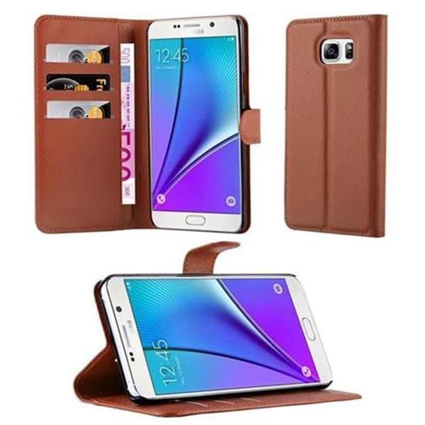 Samsung Galaxy NOTE 5 Plånboksfodral Fodral Skal Case med magnetisk stängning, ståfunktion och kortplats CHOKLAD BRUN