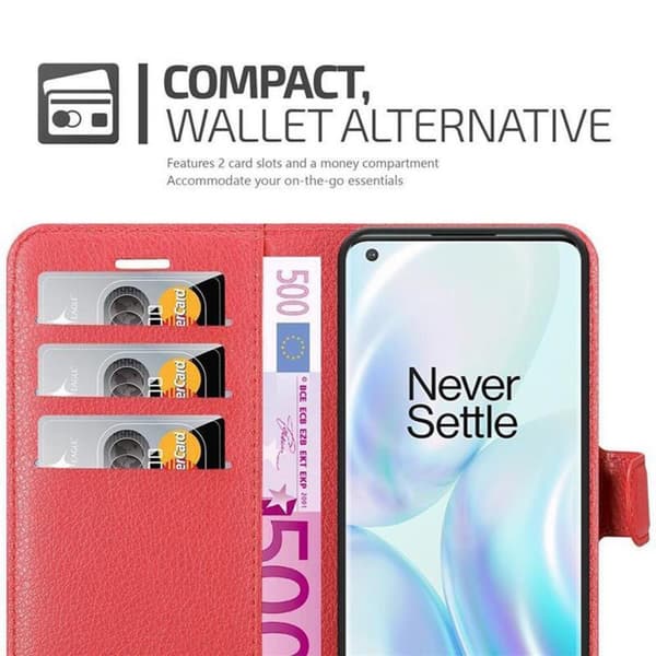Deksel til OnePlus 8 PRO Lommebokdeksel med magnetisk lukking, stativfunksjon og kortlomme