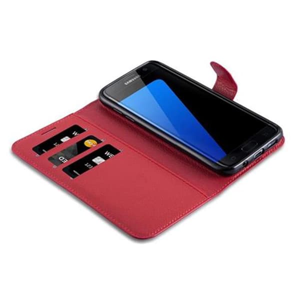 Samsung Galaxy S7 EDGE Suojakotelo Lompakkokotelo Matkapuhelinkotelo Suojakuori jossa magneettisuljenta, jalusta-toiminto ja korttitasku