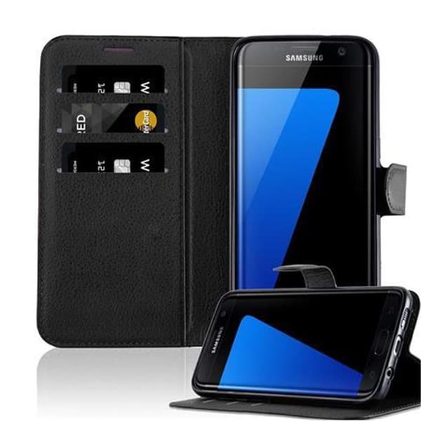 Samsung Galaxy S7 EDGE Plånboksfodral Fodral Skal Case med magnetisk stängning, ståfunktion och kortplats FANTOM SVART
