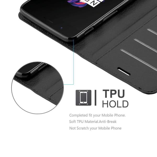 Deksel til OnePlus 5 Lommebokdeksel med magnetisk lukking, stativfunksjon og kortlomme