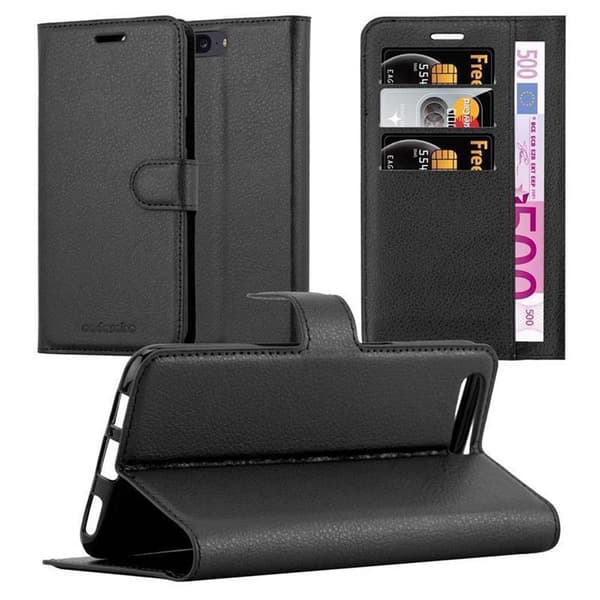 OnePlus 5 Plånboksfodral Fodral Skal Case med magnetisk stängning, ståfunktion och kortplats FANTOM SVART