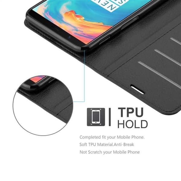OnePlus 5T Suojakotelo Lompakkokotelo Matkapuhelinkotelo Suojakuori jossa magneettisuljenta, jalusta-toiminto ja korttitasku