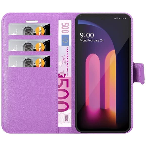 Deksel til LG V60 ThinQ Lommebokdeksel med magnetisk lukking, stativfunksjon og kortlomme