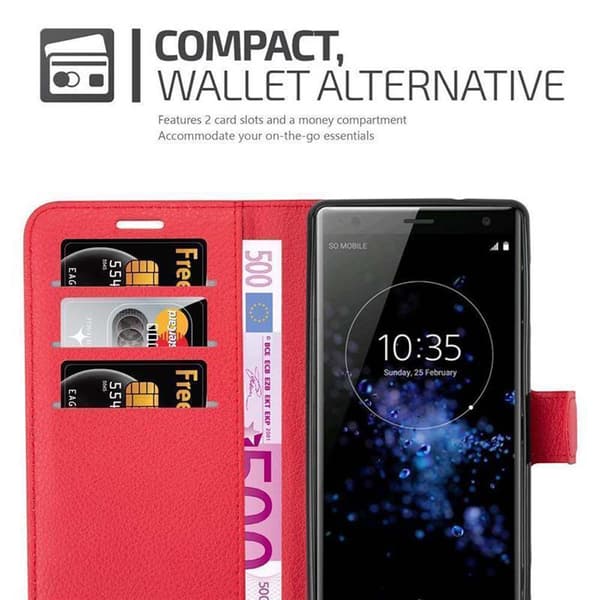 Sony Xperia XZ2 Suojakotelo Lompakkokotelo Matkapuhelinkotelo Suojakuori jossa magneettisuljenta, jalusta-toiminto ja korttitasku