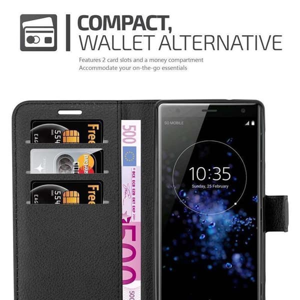 Sony Xperia XZ2 Suojakotelo Lompakkokotelo Matkapuhelinkotelo Suojakuori jossa magneettisuljenta, jalusta-toiminto ja korttitasku
