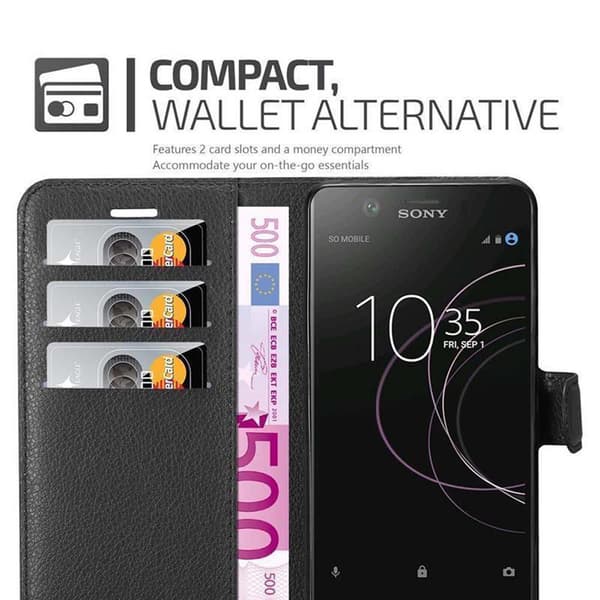 Sony Xperia XZ1 COMPACT Suojakotelo Lompakkokotelo Matkapuhelinkotelo Suojakuori jossa magneettisuljenta, jalusta-toiminto ja korttitasku