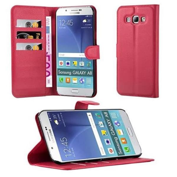 Samsung Galaxy A8 2015 Plånboksfodral Fodral Skal Case med magnetisk stängning, ståfunktion och kortplats KARMIN RÖD