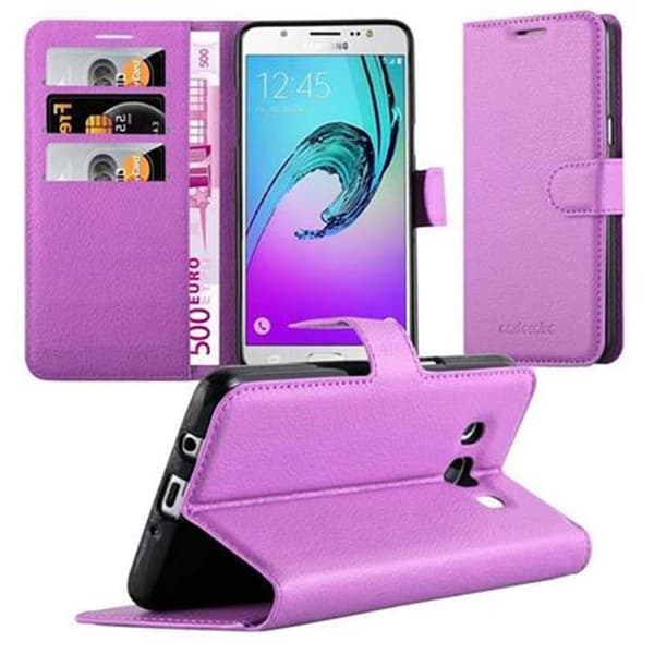 Samsung Galaxy J5 2016 Suojakotelo Lompakkokotelo Matkapuhelinkotelo Suojakuori jossa magneettisuljenta, jalusta-toiminto ja korttitasku MAGAANINEN VIOLETTI