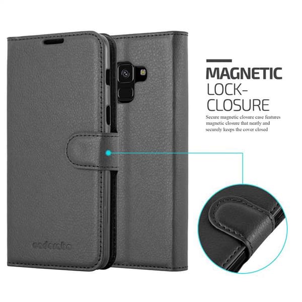 Samsung Galaxy A8 2018 Suojakotelo Lompakkokotelo Matkapuhelinkotelo Suojakuori jossa magneettisuljenta, jalusta-toiminto ja korttitasku