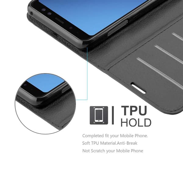 Samsung Galaxy A8 2018 Suojakotelo Lompakkokotelo Matkapuhelinkotelo Suojakuori jossa magneettisuljenta, jalusta-toiminto ja korttitasku