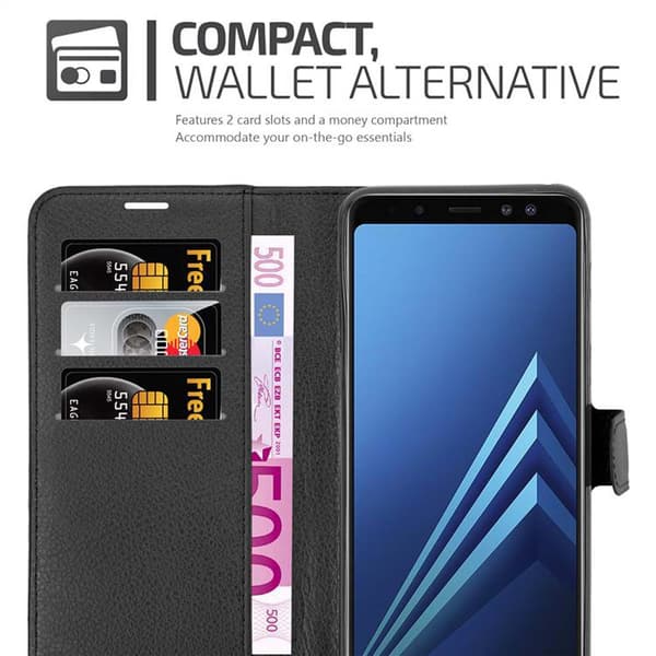 Samsung Galaxy A8 2018 Suojakotelo Lompakkokotelo Matkapuhelinkotelo Suojakuori jossa magneettisuljenta, jalusta-toiminto ja korttitasku