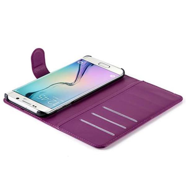 Samsung Galaxy S6 EDGE Suojakotelo Lompakkokotelo Matkapuhelinkotelo Suojakuori jossa magneettisuljenta, jalusta-toiminto ja korttitasku