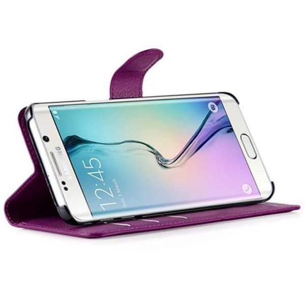 Samsung Galaxy S6 EDGE Suojakotelo Lompakkokotelo Matkapuhelinkotelo Suojakuori jossa magneettisuljenta, jalusta-toiminto ja korttitasku