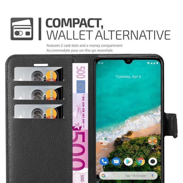 Deksel til Xiaomi Mi A3 Lommebokdeksel med magnetisk lukking, stativfunksjon og kortlomme
