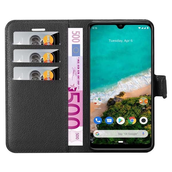 Deksel til Xiaomi Mi A3 Lommebokdeksel med magnetisk lukking, stativfunksjon og kortlomme