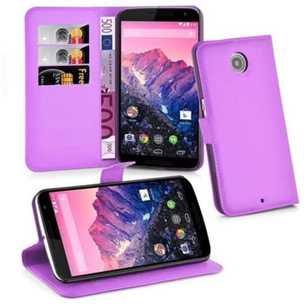 Motorola Google NEXUS 6 Suojakotelo Lompakkokotelo Matkapuhelinkotelo Suojakuori jossa magneettisuljenta, jalusta-toiminto ja korttitasku