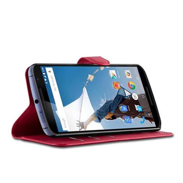 Motorola Google NEXUS 6 Suojakotelo Lompakkokotelo Matkapuhelinkotelo Suojakuori jossa magneettisuljenta, jalusta-toiminto ja korttitasku