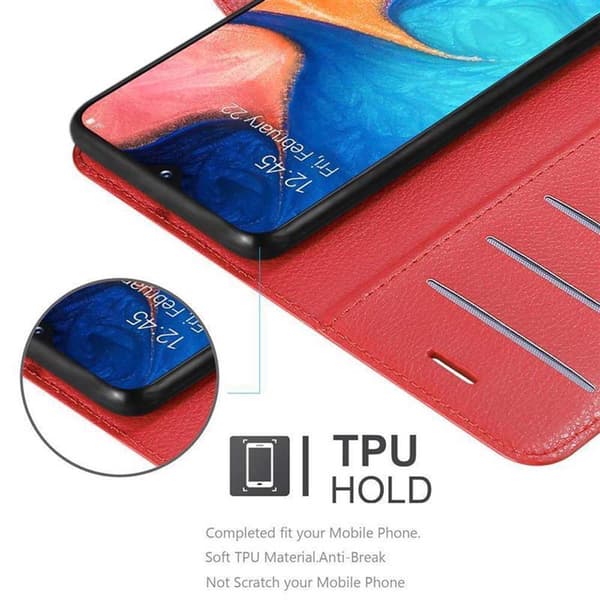 Samsung Galaxy A10e / A20e Suojakotelo Lompakkokotelo Matkapuhelinkotelo Suojakuori jossa magneettisuljenta, jalusta-toiminto ja korttitasku