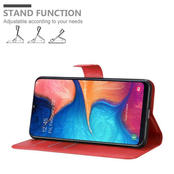 Samsung Galaxy A10e / A20e Suojakotelo Lompakkokotelo Matkapuhelinkotelo Suojakuori jossa magneettisuljenta, jalusta-toiminto ja korttitasku