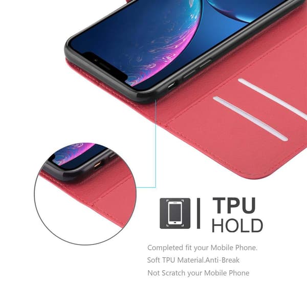 Deksel til iPhone XR Lommebokdeksel med magnetisk lukking, stativfunksjon og kortlomme