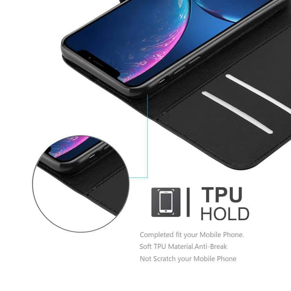 Deksel til iPhone XR Lommebokdeksel med magnetisk lukking, stativfunksjon og kortlomme