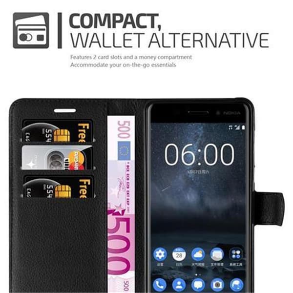 Nokia 6 2017 Plånboksfodral Fodral Skal Case med magnetisk stängning, ståfunktion och kortplats