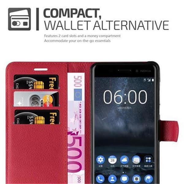 Nokia 6 2017 Plånboksfodral Fodral Skal Case med magnetisk stängning, ståfunktion och kortplats