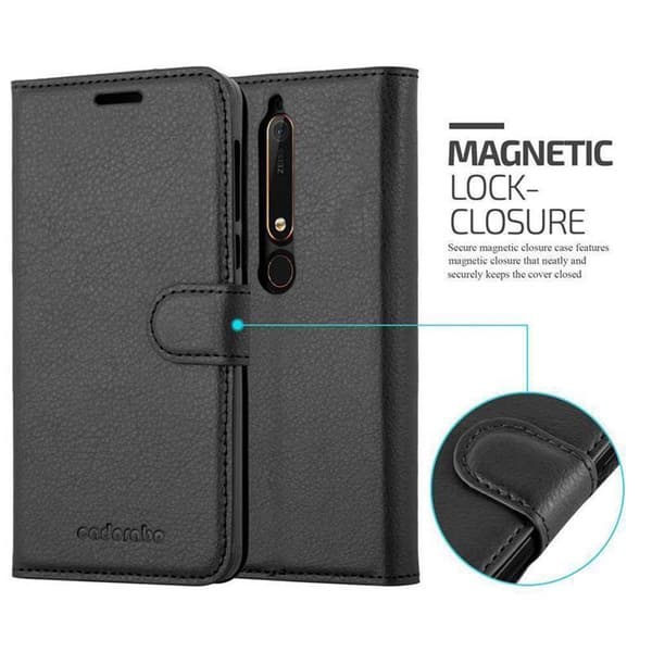 Nokia 6.1 Plånboksfodral Fodral Skal Case med magnetisk stängning, ståfunktion och kortplats
