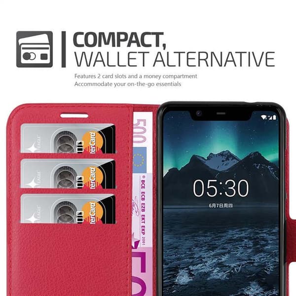 Nokia 5.1 Plånboksfodral Fodral Skal Case med magnetisk stängning, ståfunktion och kortplats