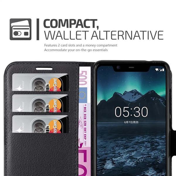 Nokia 5.1 Plånboksfodral Fodral Skal Case med magnetisk stängning, ståfunktion och kortplats