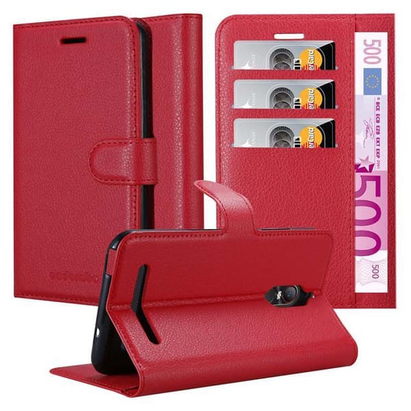 ZTE Nubia N1 LITE Plånboksfodral Fodral Skal Case med magnetisk stängning, ståfunktion och kortplats KARMIN RÖD