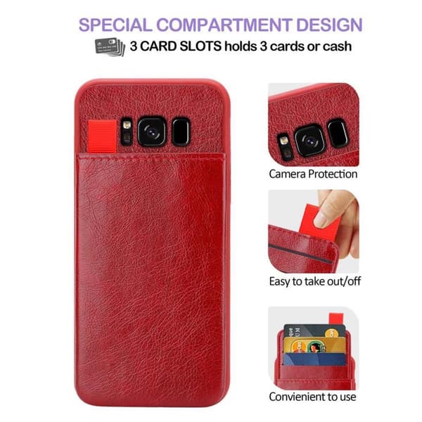 Deksel til Samsung Galaxy S8 PLUS Etui i TPU-silikon og kunstskinn, med rom og uttrekkbare kortplasser