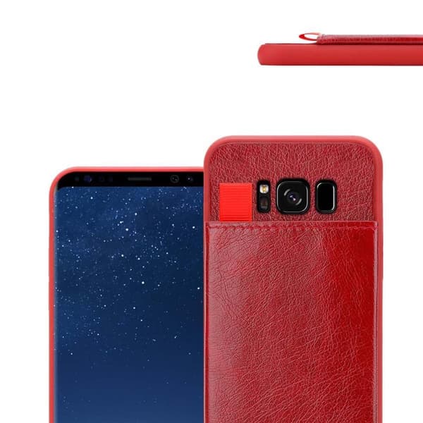 Deksel til Samsung Galaxy S8 PLUS Etui i TPU-silikon og kunstskinn, med rom og uttrekkbare kortplasser