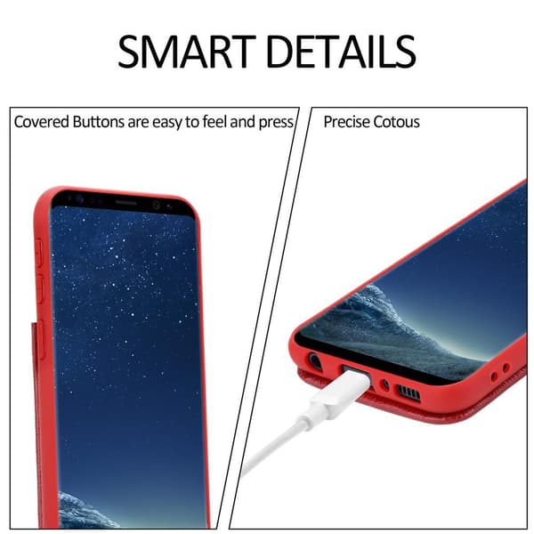 Deksel til Samsung Galaxy S8 PLUS Etui i TPU-silikon og kunstskinn, med rom og uttrekkbare kortplasser
