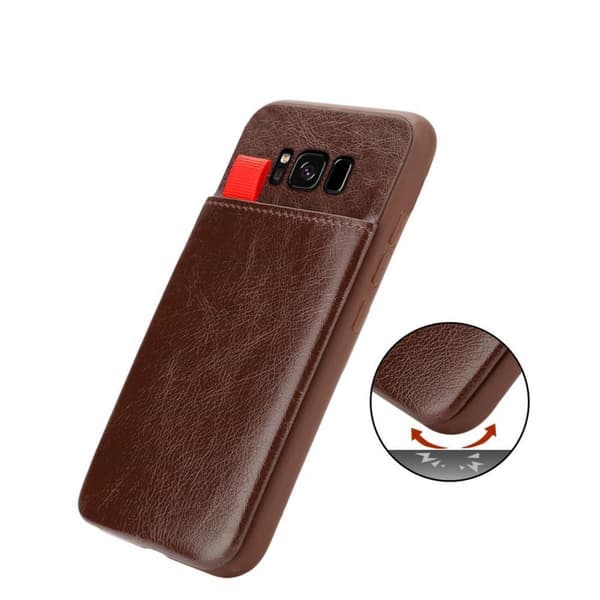 Deksel til Samsung Galaxy S8 PLUS Etui i TPU-silikon og kunstskinn, med rom og uttrekkbare kortplasser