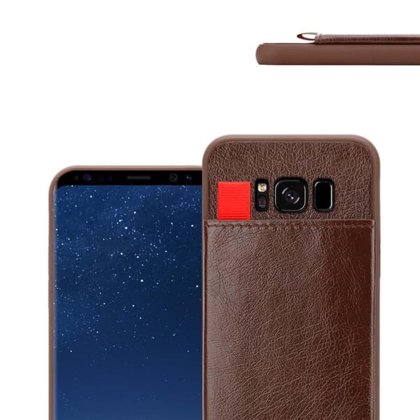 Deksel til Samsung Galaxy S8 PLUS Etui i TPU-silikon og kunstskinn, med rom og uttrekkbare kortplasser