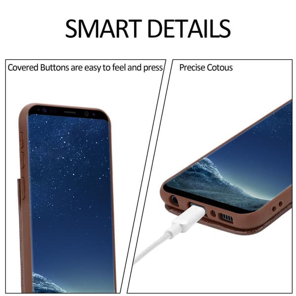Deksel til Samsung Galaxy S8 PLUS Etui i TPU-silikon og kunstskinn, med rom og uttrekkbare kortplasser